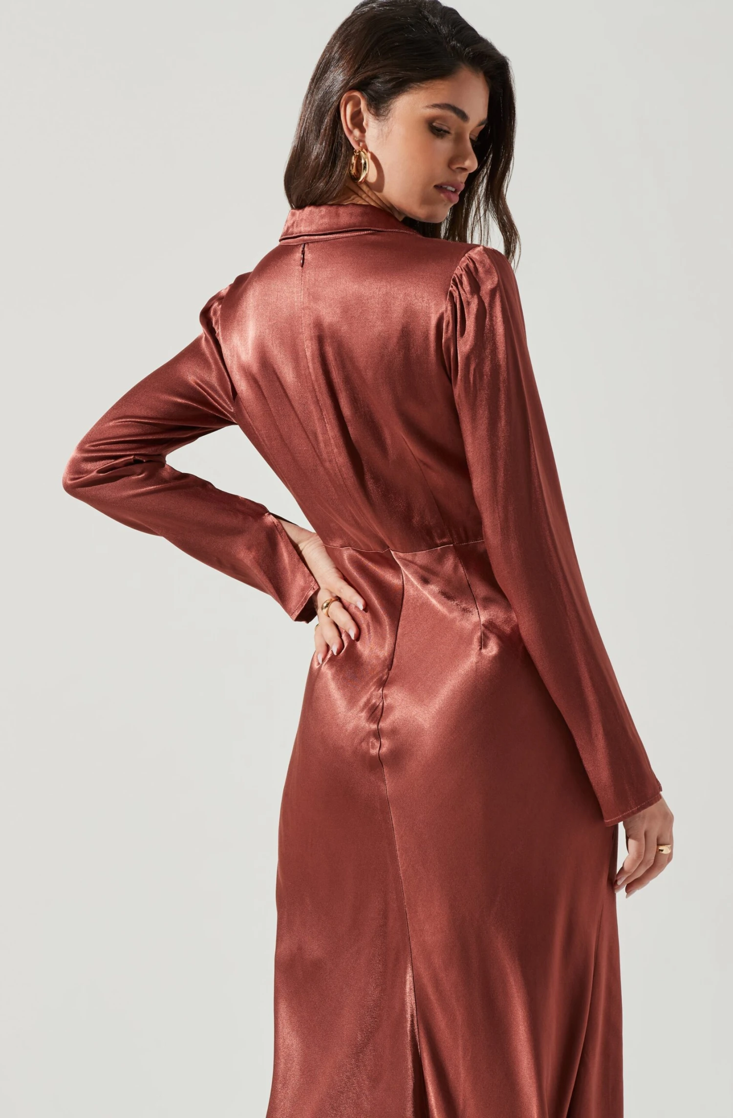 Wanda Satin Cutout Long Sleeve Midi Dress 11 Wanda Satin Cutout Long Sleeve Midi Dress - Image 11