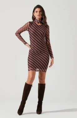 Bryn High Neck Cutout Long Sleeve Mini Dress 14 Bryn High Neck Cutout Long Sleeve Mini Dress -Larana Style Shop ACDR101363 WINEPINKGEO 2115 scaled