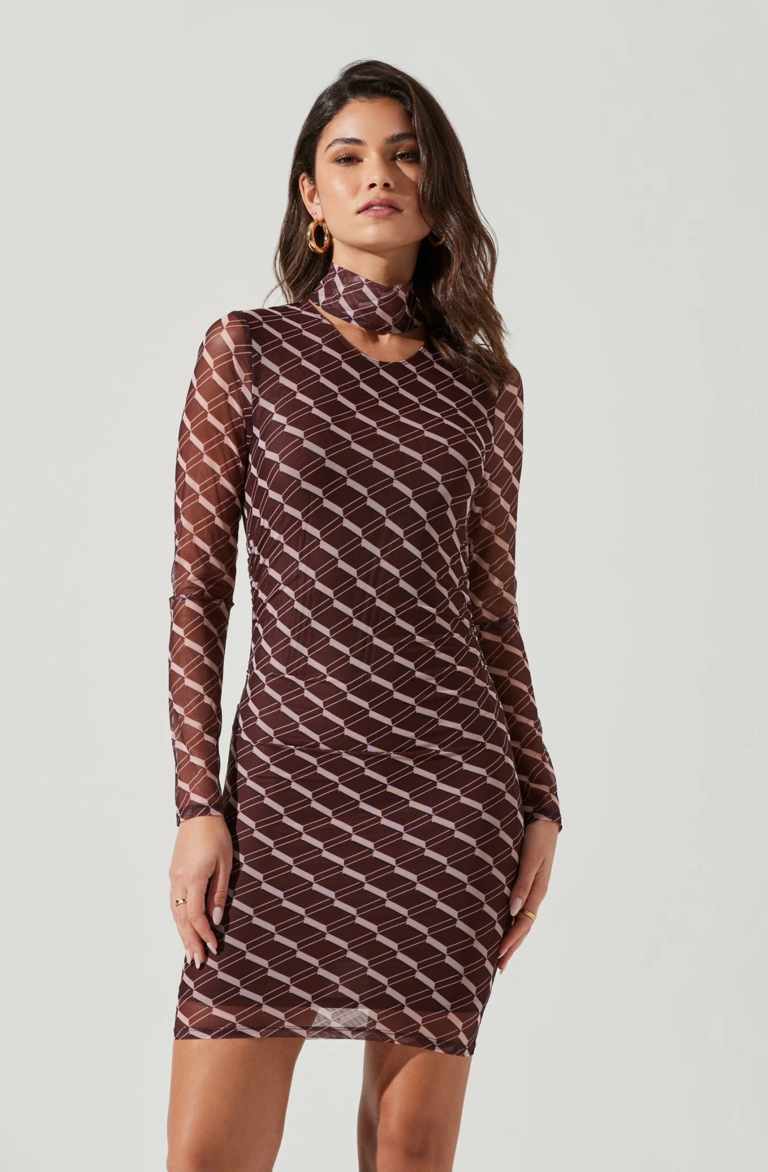 Bryn High Neck Cutout Long Sleeve Mini Dress 2 Bryn High Neck Cutout Long Sleeve Mini Dress - Image 2