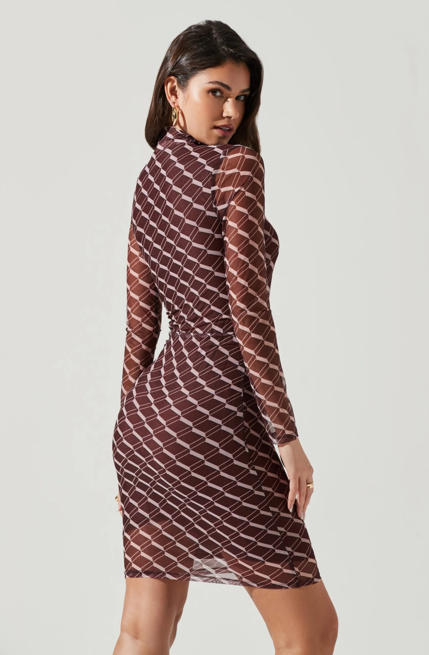 Bryn High Neck Cutout Long Sleeve Mini Dress 5 Bryn High Neck Cutout Long Sleeve Mini Dress - Image 5