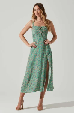 Elsie Floral Midi Dress -Larana Style Shop ACDR101374V GREENMAGENTADITSY 1 scaled
