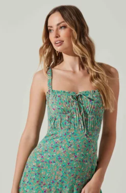 Elsie Floral Midi Dress -Larana Style Shop ACDR101374V GREENMAGENTADITSY 3 scaled