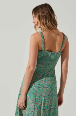 Elsie Floral Midi Dress -Larana Style Shop ACDR101374V GREENMAGENTADITSY 5 scaled