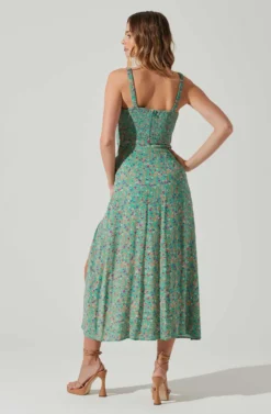 Elsie Floral Midi Dress -Larana Style Shop ACDR101374V GREENMAGENTADITSY 6 scaled