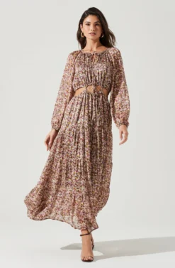 Freya Floral Cutout Midriff Maxi Dress