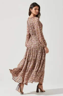 Freya Floral Cutout Midriff Maxi Dress -Larana Style Shop ACDR101375 PINKBROWNFLORAL 2055 scaled