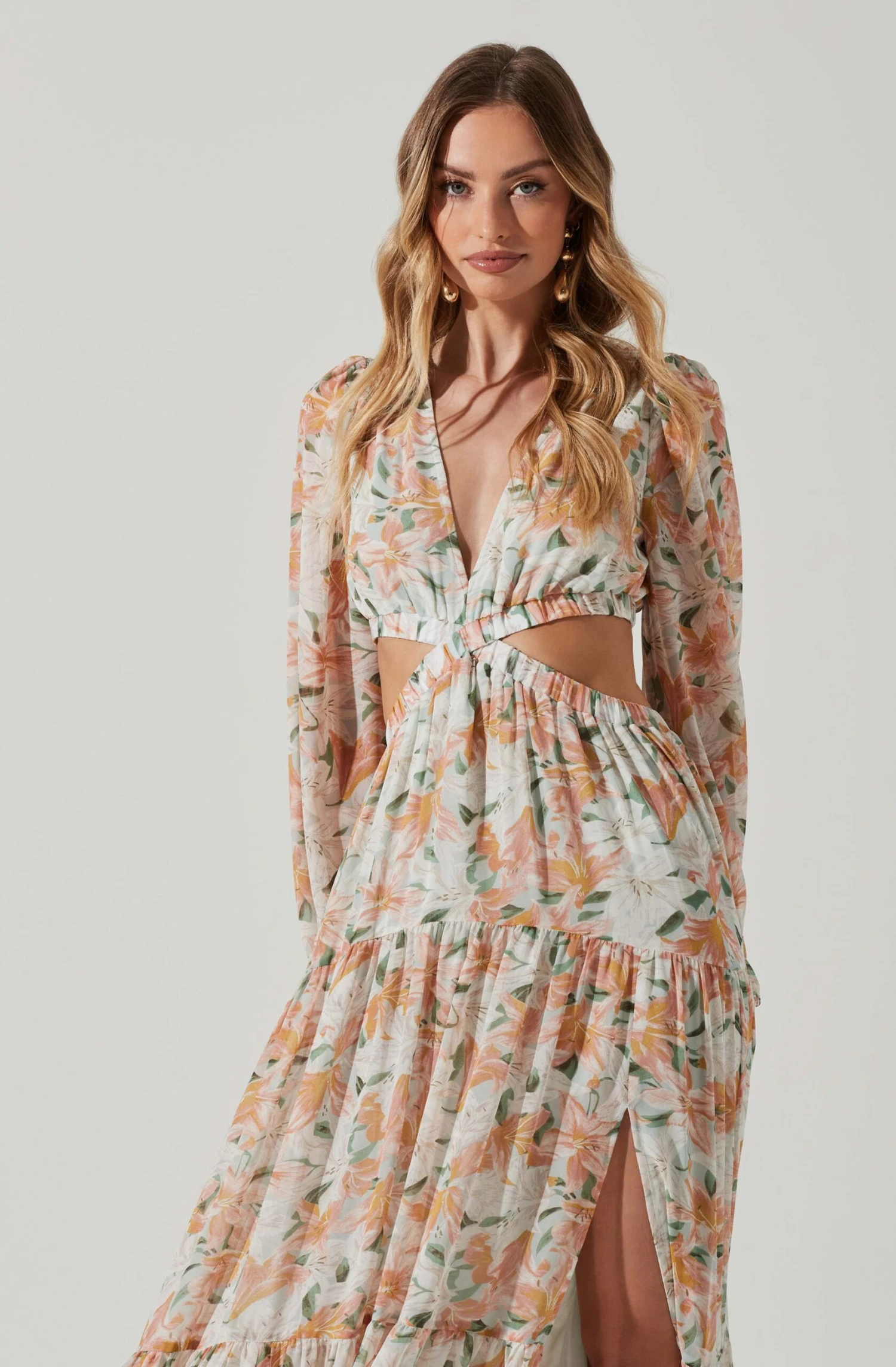 Lively Floral Cutout Long Sleeve Maxi Dress 4 Lively Floral Cutout Long Sleeve Maxi Dress - Image 4