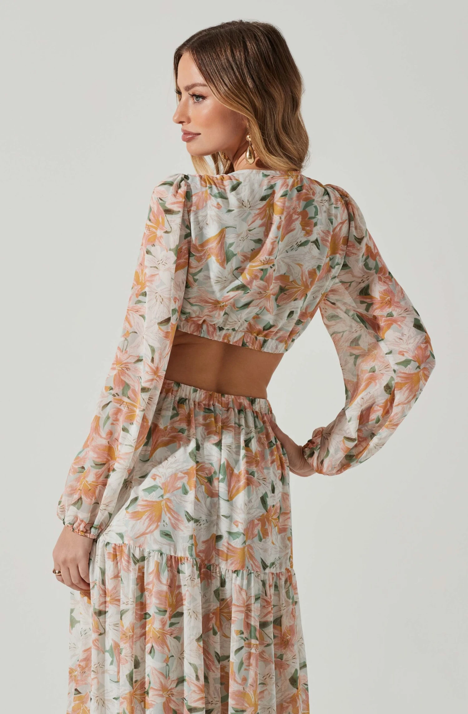 Lively Floral Cutout Long Sleeve Maxi Dress 5 Lively Floral Cutout Long Sleeve Maxi Dress - Image 5