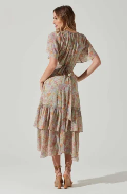 Adella Floral Flutter Sleeve Ruffle Midi Dress 11 Adella Floral Flutter Sleeve Ruffle Midi Dress -Larana Style Shop ACDR101520C GREENPINKMULTIFLR 6 scaled