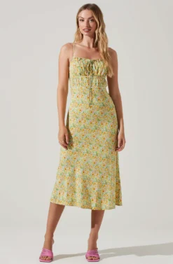 Maritza Floral Smocked Midi Dress -Larana Style Shop ACDR101529 YELLOWGREENDITSY 1 scaled