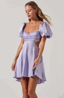 Clarita Cutout Puff Sleeve Mini Dress 19 Clarita Cutout Puff Sleeve Mini Dress -Larana Style Shop ACDR101536A LAVENDER 2 scaled