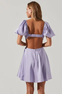 Clarita Cutout Puff Sleeve Mini Dress 20 Clarita Cutout Puff Sleeve Mini Dress -Larana Style Shop ACDR101536A LAVENDER 3 scaled