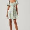 Clarita Floral Cutout Puff Sleeve Mini Dress
