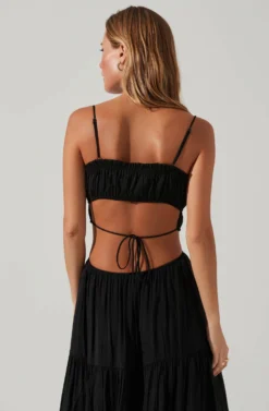 Odina Smocked Cutout Tiered Maxi Dress 20 Odina Smocked Cutout Tiered Maxi Dress -Larana Style Shop ACDR101551S BLACK 4 scaled