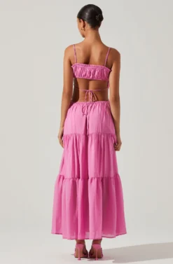 Odina Smocked Cutout Tiered Maxi Dress 16 Odina Smocked Cutout Tiered Maxi Dress -Larana Style Shop ACDR101551S PINK 6 scaled