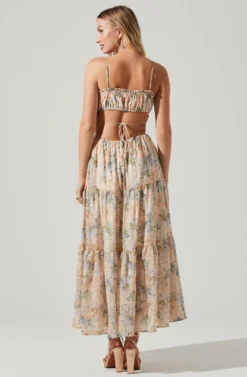 Odina Floral Smocked Tiered Midi Dress -Larana Style Shop ACDR101551 BLUEPEACHFLORAL 5 1 scaled