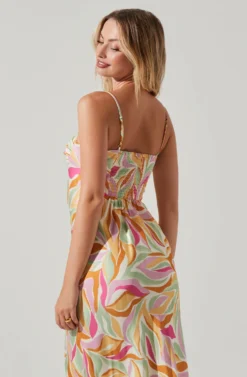 Mariela Abstract Print Midi Dress -Larana Style Shop ACDR101558R MUSTARDPINKFLORAL 3 scaled
