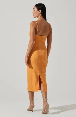 Signy Textured Midi Dress 17 Signy Textured Midi Dress -Larana Style Shop ACDR101570L TANGERINE 4 scaled