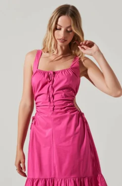 Bridget Side Cutout Tiered Midi Dress -Larana Style Shop ACDR101571 FUCHSIA 3 scaled