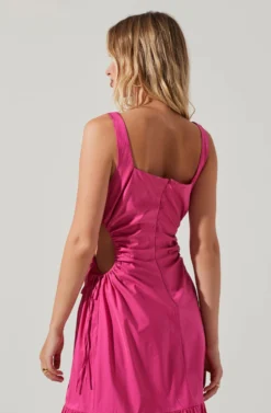 Bridget Side Cutout Tiered Midi Dress -Larana Style Shop ACDR101571 FUCHSIA 4 scaled