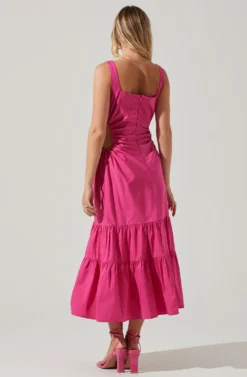 Bridget Side Cutout Tiered Midi Dress -Larana Style Shop ACDR101571 FUCHSIA 5 scaled