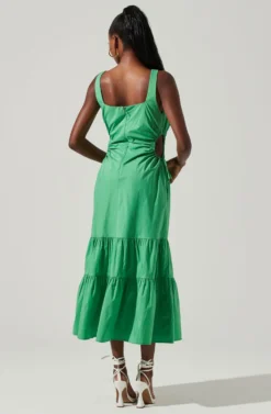 Bridget Side Cutout Tiered Midi Dress -Larana Style Shop ACDR101571 GREEN 5 scaled