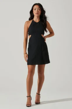 Laylin Halter Cutout Mini Dress -Larana Style Shop ACDR101590S BLACK 1 scaled