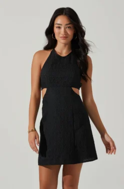 Laylin Halter Cutout Mini Dress -Larana Style Shop ACDR101590S BLACK 2 scaled