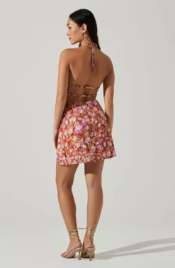 Laylin Floral Halter Cutout Mini Dress -Larana Style Shop ACDR101590 RUSTMAGENTAFLORAL 5 scaled