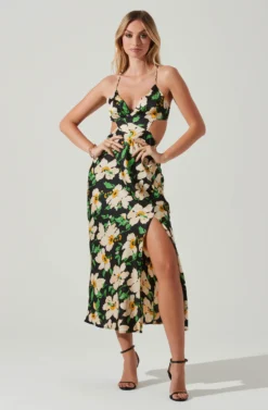 Norelle Satin Floral Midi Dress 7 Norelle Satin Floral Midi Dress -Larana Style Shop ACDR101596 BLACKFLORAL 1 scaled