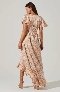 Veida Floral Cutout Midi Dress -Larana Style Shop ACDR101620 TANGERINEPURPLEFLR 5 scaled