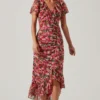 Vilma Floral Ruched Midi Dress