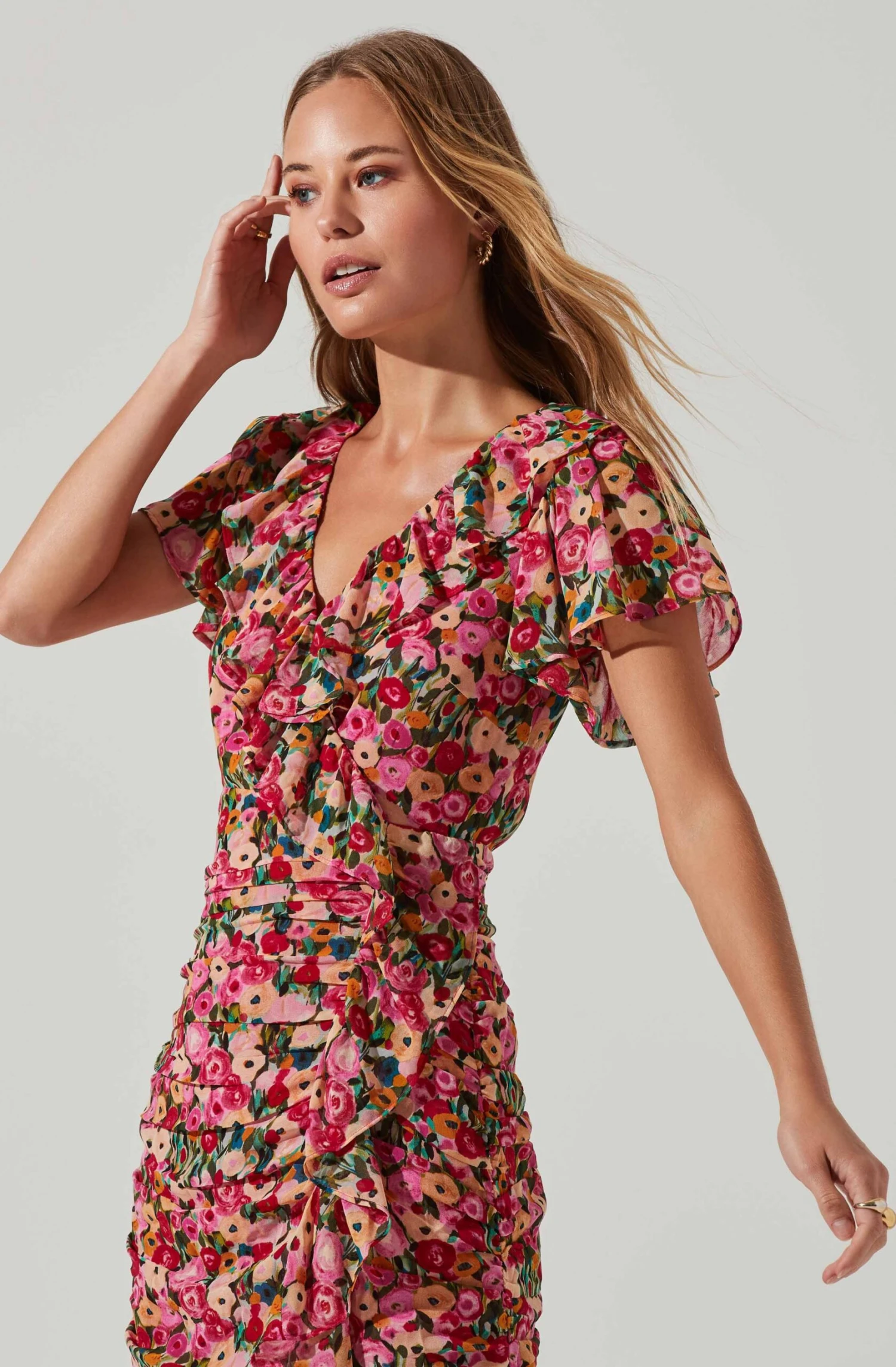 Vilma Floral Ruched Midi Dress 2 Vilma Floral Ruched Midi Dress - Image 2