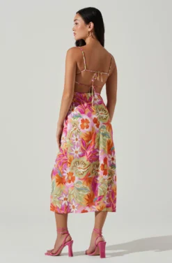 Gabriella Floral Strappy Back Midi Dress 9 Gabriella Floral Strappy Back Midi Dress -Larana Style Shop ACDR101629L ORANGEPURPLEMULTI 5 scaled