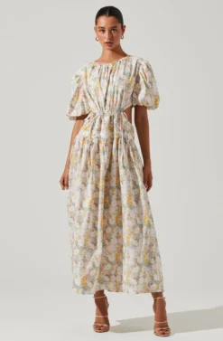 Shelby Floral Puff Sleeve Open Back Maxi Dress 7 Shelby Floral Puff Sleeve Open Back Maxi Dress -Larana Style Shop ACDR101642 BLUEYELLOWFLORAL 2 scaled
