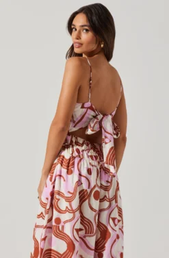 Suzy Abstract Print Midi Dress -Larana Style Shop ACDR101679 BROWNPINKGEO 3 scaled