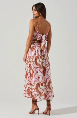 Suzy Abstract Print Midi Dress -Larana Style Shop ACDR101679 BROWNPINKGEO 4 scaled