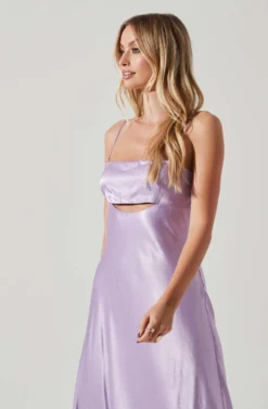 Bellerose Satin Cutout Midi Dress -Larana Style Shop ACDR101684 LAVENDER 3 scaled