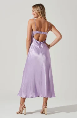 Bellerose Satin Cutout Midi Dress -Larana Style Shop ACDR101684 LAVENDER 6 scaled