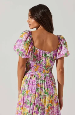 Florentina Sweetheart Neckline Midi Dress -Larana Style Shop ACDR101697 PINKFLORAL 3 scaled