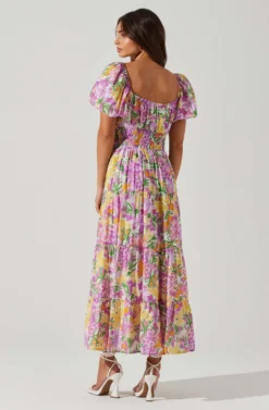 Florentina Sweetheart Neckline Midi Dress -Larana Style Shop ACDR101697 PINKFLORAL 4 scaled