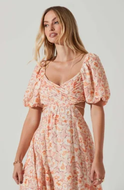Talina Floral Cutout Midi Dress 7 Talina Floral Cutout Midi Dress -Larana Style Shop ACDR101717 ORANGEFLORAL 3 scaled
