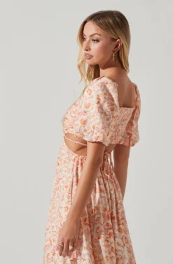 Talina Floral Cutout Midi Dress 8 Talina Floral Cutout Midi Dress -Larana Style Shop ACDR101717 ORANGEFLORAL 4 scaled