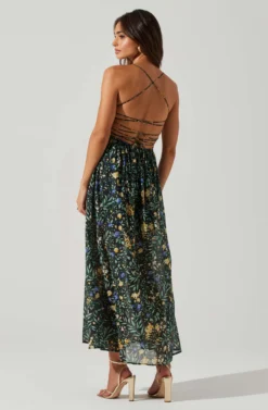 Stasia Floral Smocked Midi Dress -Larana Style Shop ACDR101720P BLACKMULTI 4 scaled