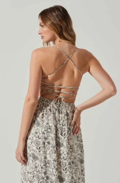 Stasia Floral Smocked Midi Dress -Larana Style Shop ACDR101720P DARKBROWNPAISLEY 5 scaled