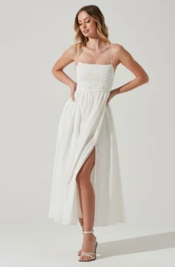 Stasia Smocked Midi Dress 16 Stasia Smocked Midi Dress -Larana Style Shop ACDR101720 WHITE 2 scaled