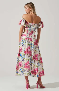 Liliosa Floral Off Shoulder Midi Dress 7 Liliosa Floral Off Shoulder Midi Dress -Larana Style Shop ACDR101726 PINKMULTI 2600 scaled