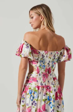 Liliosa Floral Off Shoulder Midi Dress 6 Liliosa Floral Off Shoulder Midi Dress -Larana Style Shop ACDR101726 PINKMULTI 2602 scaled