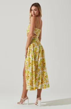 Kalina Floral Pleated Bust Midi Dress 11 Kalina Floral Pleated Bust Midi Dress -Larana Style Shop ACDR101728 YELLOWFLORAL 6 scaled