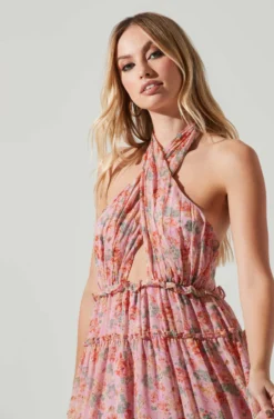 Jaidee Floral Tiered Maxi Dress 9 Jaidee Floral Tiered Maxi Dress -Larana Style Shop ACDR101739 PINKFLORAL 4 scaled